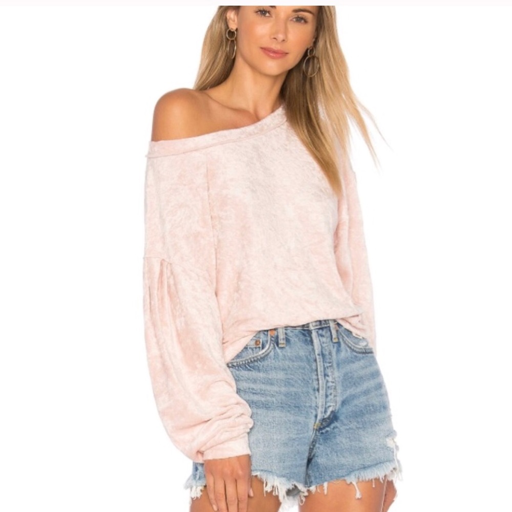 FREE PEOPLE CRUSHED VELVET SWEATSHIRT